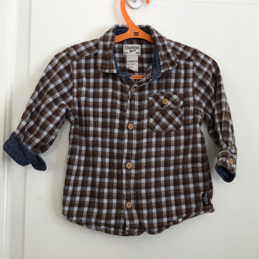 Oshkosh plaid flannel button-down shirt size 24m
